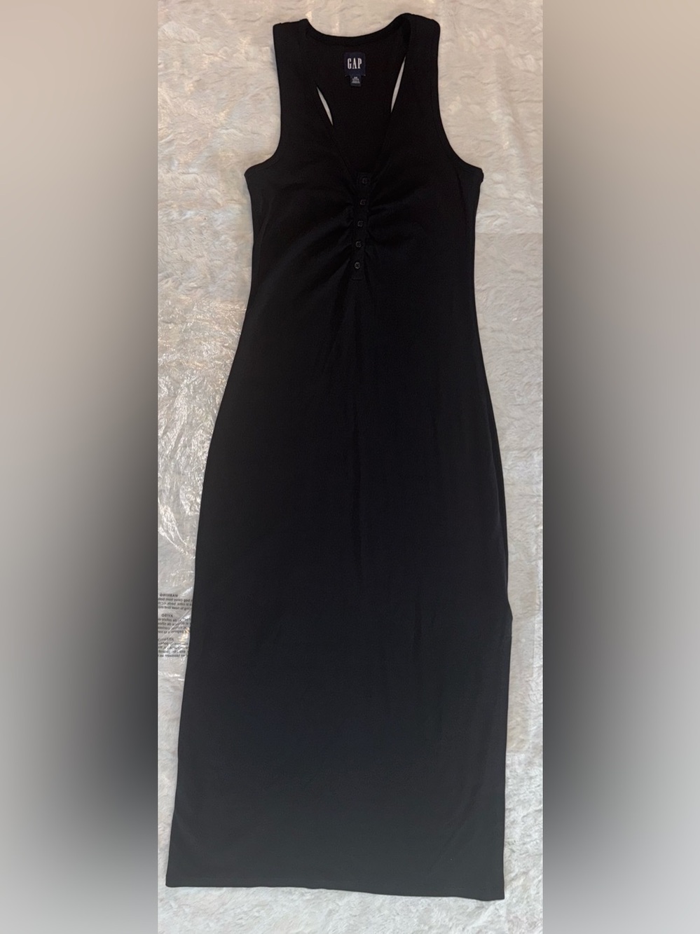 GAP Black Sleeveless Maxi Dress with Front Button Detail